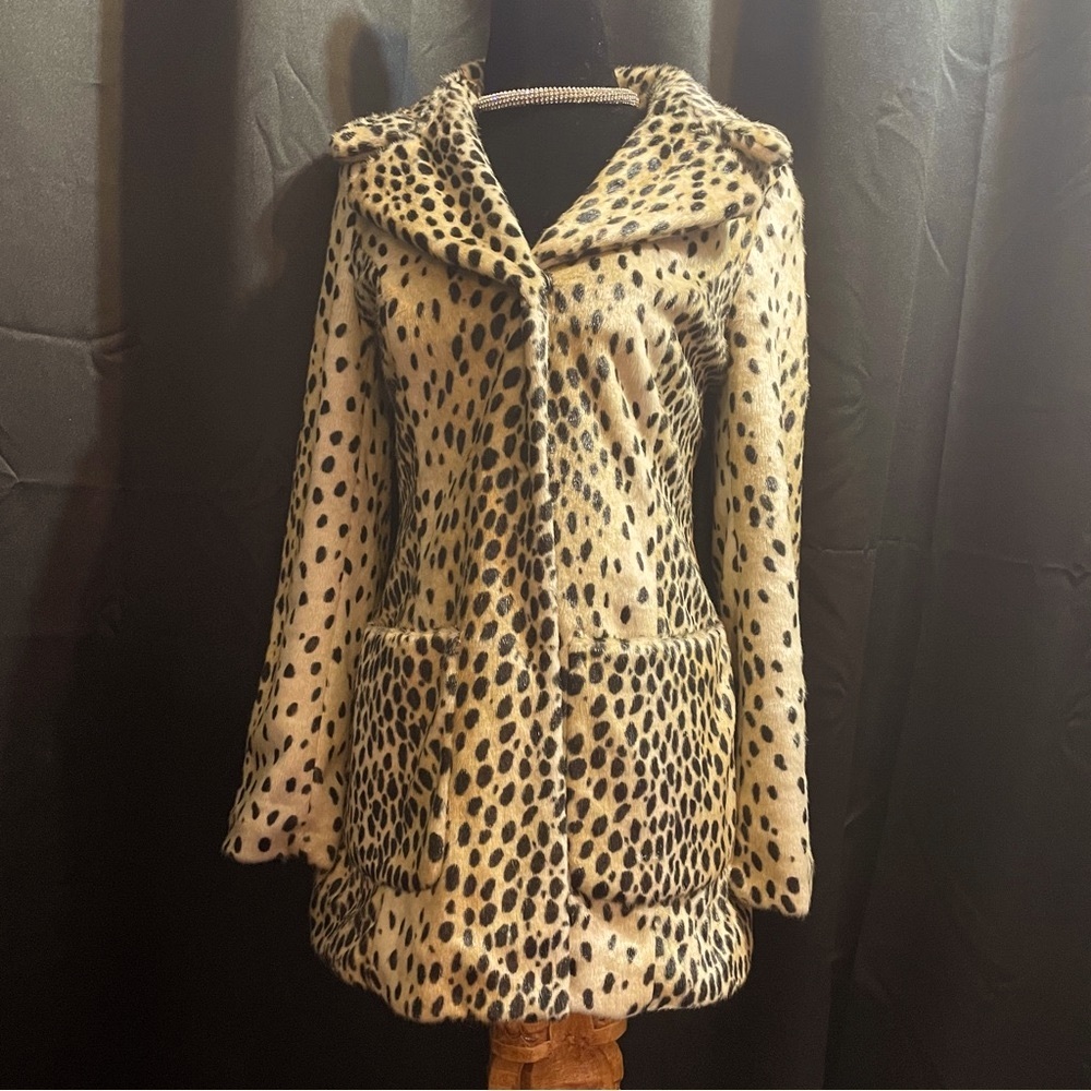GUESS Leopard faux fur winter warm Jacket Coat XS